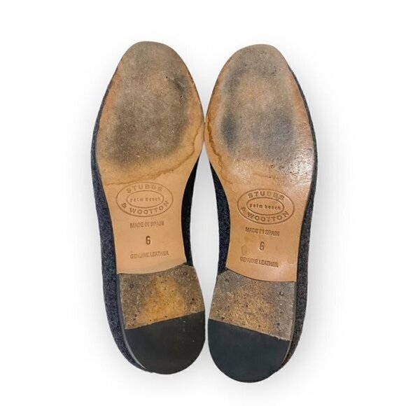 Stubbs & Wootton Gray Flannel Skull and Angel Slip on Loafers. Size 6 - Picture 8 of 10